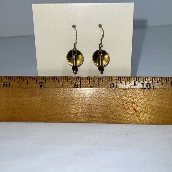 Genuine Crystal Stone Earrings, Sterling Silver Hand Carved Earrings, NWOT - Picture 5 of 7